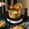 AIZYR Japanese Tempura Deep Fryer Pot - Non-Stick Oil Frying Panwith Thermometer and Oil Drip Rack Lid for Chicken French Fries Fish and Shrimp,B,Pot + Oil Pot view 4