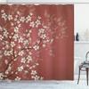 Ambesonne Japanese Shower Curtain, Spring Season Sakura Bloom Design Romantic Cherry Blossom on Blurry Branches, Cloth Fabric Bathroom Decor Set with Hooks, 69" W x 70" L, Pale Rust view 1