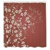 Ambesonne Japanese Shower Curtain, Spring Season Sakura Bloom Design Romantic Cherry Blossom on Blurry Branches, Cloth Fabric Bathroom Decor Set with Hooks, 69" W x 70" L, Pale Rust view 2