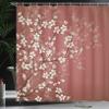 Ambesonne Japanese Shower Curtain, Spring Season Sakura Bloom Design Romantic Cherry Blossom on Blurry Branches, Cloth Fabric Bathroom Decor Set with Hooks, 69" W x 70" L, Pale Rust view 3