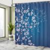 Ambesonne Japanese Shower Curtain, Spring Season Sakura Bloom Design Romantic Cherry Blossom on Blurry Branches, Cloth Fabric Bathroom Decor Set with Hooks, 69" W x 84" L, Dark Sky Blue view 4