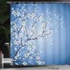 Ambesonne Japanese Shower Curtain, Spring Season Sakura Bloom Design Romantic Cherry Blossom on Blurry Branches, Cloth Fabric Bathroom Decor Set with Hooks, 69" W x 70" L, Azure Blue view 3