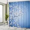 Ambesonne Japanese Shower Curtain, Spring Season Sakura Bloom Design Romantic Cherry Blossom on Blurry Branches, Cloth Fabric Bathroom Decor Set with Hooks, 69" W x 70" L, Azure Blue view 4