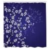Ambesonne Japanese Shower Curtain, Spring Season Sakura Bloom Design Romantic Cherry Blossom on Blurry Branch, Cloth Fabric Bathroom Decor Set with Hooks, 69" W x 70" L, Indigo Violet Blue view 2