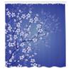Ambesonne Japanese Shower Curtain, Spring Season Sakura Bloom Design Romantic Cherry Blossom on Blurry Branches, Cloth Fabric Bathroom Decor Set with Hooks, 69" W x 84" L, Blue Violet view 2