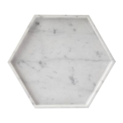 HomeLoft Basics Marble Tray,Hexagonal Jewelry Organizer and Perfume Tray,Decorative Trays for Coffee Table,Vanity Desk Room Decor - QF Automation