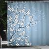 Ambesonne Japanese Shower Curtain, Spring Season Sakura Bloom Design Romantic Cherry Blossom on Blurry Branches, Cloth Fabric Bathroom Decor Set with Hooks, 69" W x 70" L, Blue Grey Ivory view 3