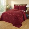 HNU 1 Piece Oversized Crimson Red Chenille Bedspread Elegant Solid Color Western Tufted Floral Medallion Motif 96 X 110 Bedspreads Full 100 Percent Cotton Old Fashioned Traditional Extra Long Bedding view 1