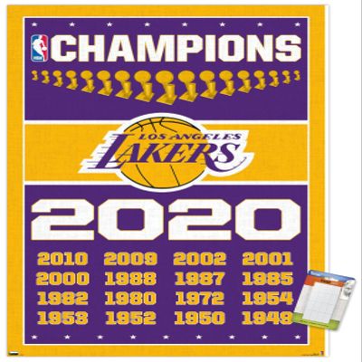 NBA Los Angeles Lakers - Champions 20 Wall Poster, 34L" x 22.4W", Premium Poster & Mount Bundle