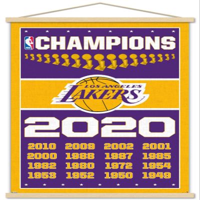 Trends International NBA Los Angeles Lakers - Champions 20 Wall Poster, 22.37" x 34.00", Premium Print and Beechwood Hanger Bundle