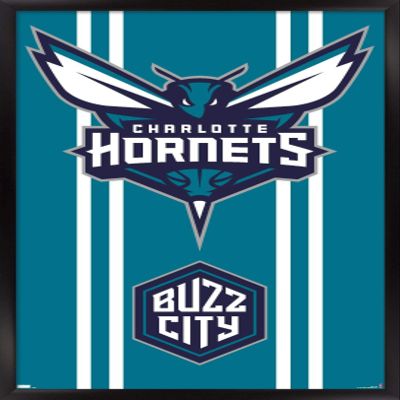 Trends International NBA Charlotte Hornets - Logo 20 Wall Poster, 22.4L x 14.7W, Black Framed Version