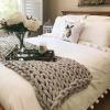 Chenille Chunky Knit Throw Blanket Navy Blue, Large Cable Knitted Blanket Chunky Soft Cozy Polyester Bulky Blankets for Couch Home Decor, On The Couch Or Sofa -40x60in view 2