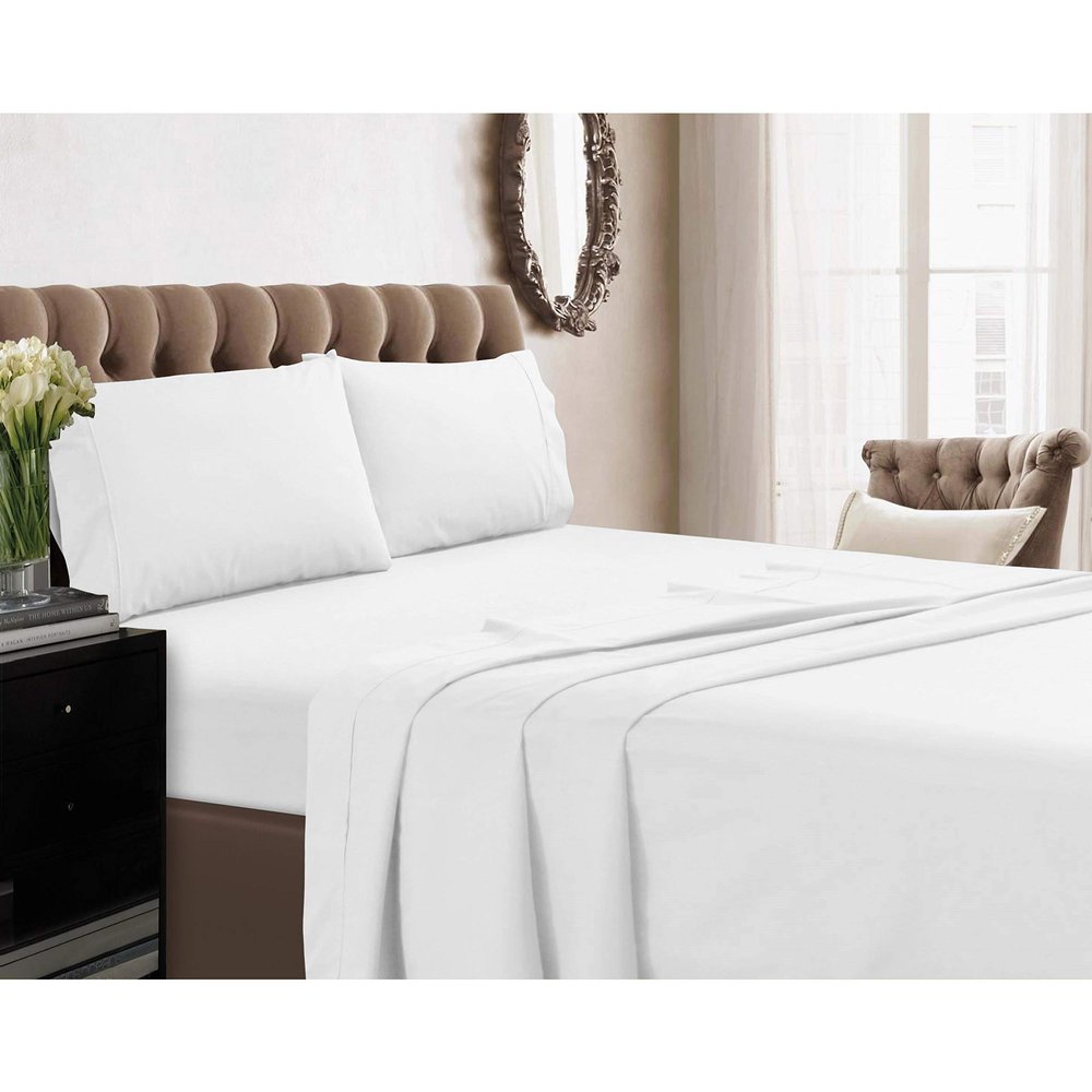 1000 Thread Count Bed Sheets 100% Egyptian Cotton Sheets Set - Emperor Size 84" X 84", Fits Mattress Upto 16-18 Inch Deep Pocket, White Solid