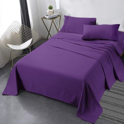 1000 Thread Count Bed Sheets 100% Egyptian Cotton Sheets Set - Twin XL Size 39" X 80", Fits Mattress Upto 16-18 Inch Deep Pocket, Purple Solid