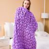 Daoyuan Chunky Knitted Blanket Woven Coarse Blanket Handmade Pet Bed Chair Cushion Soft Huge Bedspread Yoga Mat Super Thick Home Giant Chenille Yarn Baby Blanket Gift view 1