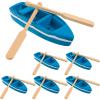 BESPORTBLE 6 Sets Miniature Rowboat Mini Blue Wood Boat with Oars Canoe Model Figurines Fairy Garden Miniatures Nautical Home Decorations (Boat+2 Paddles) view 1