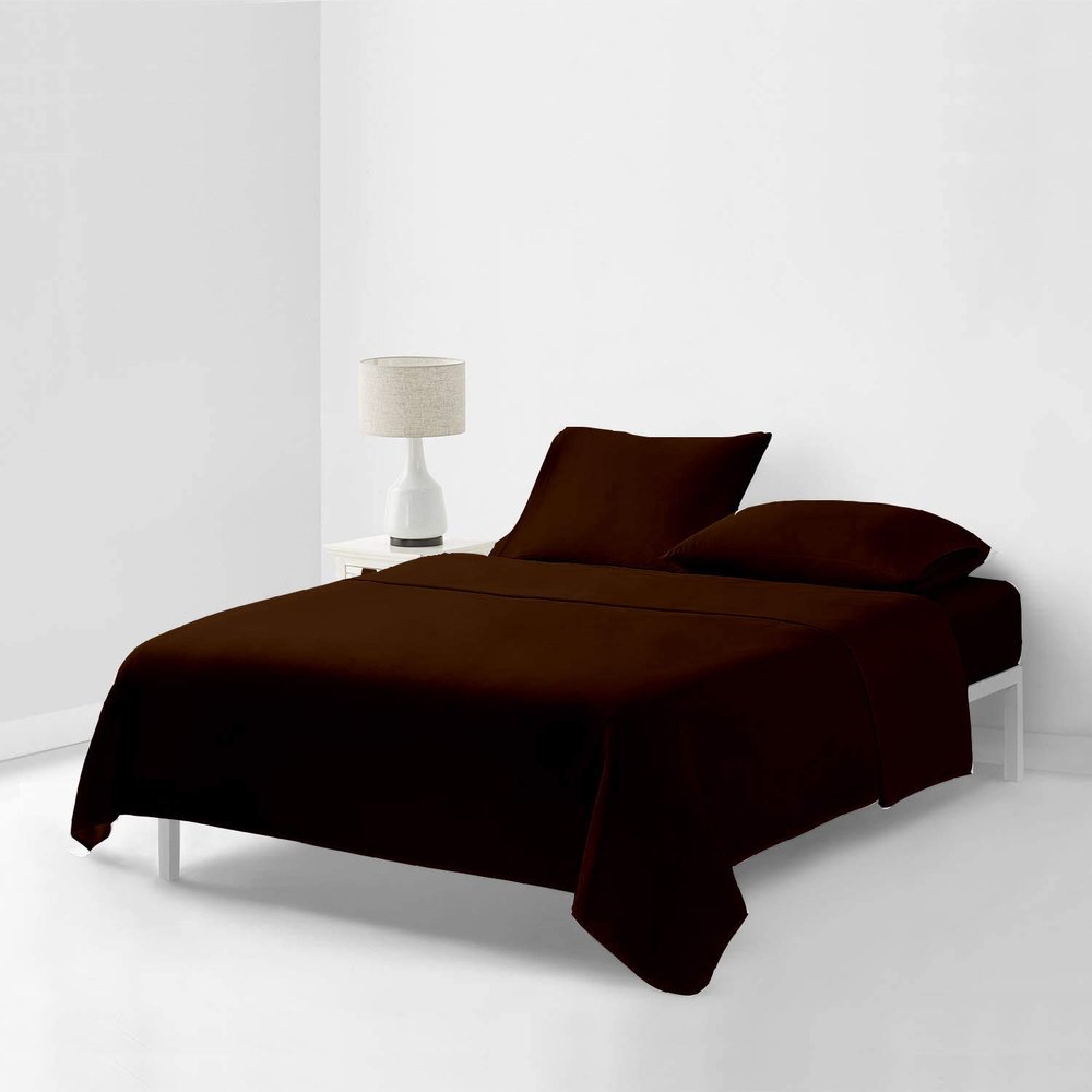 1000 Thread Count Bed Sheets 100% Egyptian Cotton Sheets Set - Full XL Size 54" X 80", Fits Mattress Upto 16-18 Inch Deep Pocket, Chocolate Solid