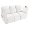 MAXIJIN 8 Pieces Recliner Sofa Covers, Stretch Velvet Reclining Couch Covers for 3 Cushion Furniture Covers, Thick, Soft, Washable Reclining Sofa Slipcovers (Sofa Recliner, White) view 1
