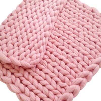 BWBG Knitted Throw Blanket for Sofa Pink, Handmade Knit Chunky Blankets Cozy and Comfortable 6cm Wide Knitted Throw Blankets for Sofa Bed Soft Cozy Home Decor-60x80inch