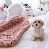 BWBG Knitted Throw Blanket for Sofa Pink, Handmade Knit Chunky Blankets Cozy and Comfortable 6cm Wide Knitted Throw Blankets for Sofa Bed Soft Cozy Home Decor-60x80inch view 2