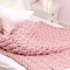 BWBG Knitted Throw Blanket for Sofa Pink, Handmade Knit Chunky Blankets Cozy and Comfortable 6cm Wide Knitted Throw Blankets for Sofa Bed Soft Cozy Home Decor-60x80inch view 3