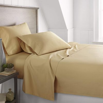 1000 Thread Count Bed Sheets 100% Egyptian Cotton Sheets Set - SplitKing Size 39" X 80", Fits Mattress Upto 16-18 Inch Deep Pocket, Beige Solid