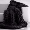 BWBG Chunky Knit Blanket Handmade Black, Knitted Blankets Throw 6cm Wide Knitted Skin-Friendly Throw Super Large Hand-Made Knitting Yarn Pet Bed Chair Sofa Yoga Mat Rug -40x40'' view 1