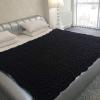 BWBG Chunky Knit Blanket Handmade Black, Knitted Blankets Throw 6cm Wide Knitted Skin-Friendly Throw Super Large Hand-Made Knitting Yarn Pet Bed Chair Sofa Yoga Mat Rug -40x40'' view 2