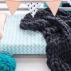 BWBG Chunky Knit Blanket Handmade Black, Knitted Blankets Throw 6cm Wide Knitted Skin-Friendly Throw Super Large Hand-Made Knitting Yarn Pet Bed Chair Sofa Yoga Mat Rug -40x40'' view 3