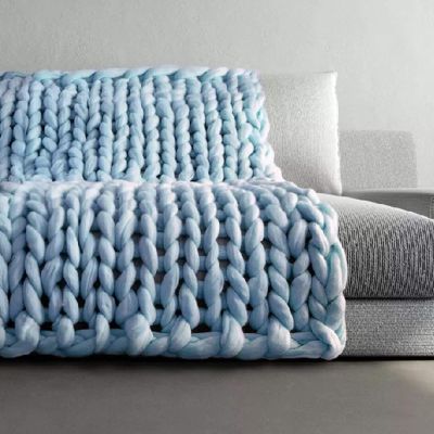 Daoyuan Coarse Wool Blanket Chunky Knitted Blanket Hand-Woven Warm and Fashionable Baby Blanket Pet Bed Large Block Throw Chenille Yarn Beautiful Home Decoration