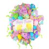 Artisan Happy Easter Wreath with 4 Hand Made Fabric Floral Eggs, Made with Green, Pink & Purple weather Resistant Mesh view 4