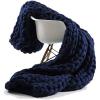 Chunky Knit Blankets Throw Navy, Handmade Chunky Knitted Blanket Skin-Friendly by Soft Knitting 6cm Wide Knitted Beautiful Home Decor Throw, Couch, Bed, Chair, Sofa, Gift-32x40'' view 1