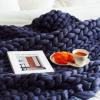 Chunky Knit Blankets Throw Navy, Handmade Chunky Knitted Blanket Skin-Friendly by Soft Knitting 6cm Wide Knitted Beautiful Home Decor Throw, Couch, Bed, Chair, Sofa, Gift-32x40'' view 3