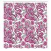 Ambesonne Paisley Shower Curtain, Ethnic Swirly Flowers Leaves Floral Pattern Bohemian Style Country Print, Cloth Fabric Bathroom Decor Set with Hooks, 69" W x 84" L, Hot Pink Pale Blue view 2
