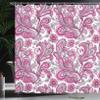 Ambesonne Paisley Shower Curtain, Ethnic Swirly Flowers Leaves Floral Pattern Bohemian Style Country Print, Cloth Fabric Bathroom Decor Set with Hooks, 69" W x 84" L, Hot Pink Pale Blue view 3