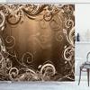 Ambesonne Abstract Shower Curtain, Mystic Forest Floral Swirls Leaves Nature Fading Ombre Effect Illustration, Cloth Fabric Bathroom Decor Set with Hooks, 69" W x 84" L, Caramel Brown view 1