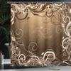 Ambesonne Abstract Shower Curtain, Mystic Forest Floral Swirls Leaves Nature Fading Ombre Effect Illustration, Cloth Fabric Bathroom Decor Set with Hooks, 69" W x 84" L, Caramel Brown view 3