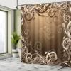 Ambesonne Abstract Shower Curtain, Mystic Forest Floral Swirls Leaves Nature Fading Ombre Effect Illustration, Cloth Fabric Bathroom Decor Set with Hooks, 69" W x 84" L, Caramel Brown view 4