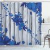 Ambesonne Autumn Shower Curtain, Fall Maple Leafs Tree Diagonal Leaves Foliage Rustic Wooden Planks Illustration, Cloth Fabric Bathroom Decor Set with Hooks, 69" W x 84" L, Cobalt Blue view 1