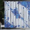 Ambesonne Autumn Shower Curtain, Fall Maple Leafs Tree Diagonal Leaves Foliage Rustic Wooden Planks Illustration, Cloth Fabric Bathroom Decor Set with Hooks, 69" W x 84" L, Cobalt Blue view 3