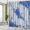Ambesonne Autumn Shower Curtain, Fall Maple Leafs Tree Diagonal Leaves Foliage Rustic Wooden Planks Illustration, Cloth Fabric Bathroom Decor Set with Hooks, 69" W x 84" L, Cobalt Blue view 4