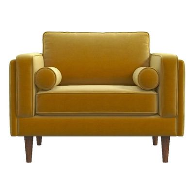 ASHCROFT Hudson Mid Century Modern Luxury Accent Comfy Wide Armchair in Gold
