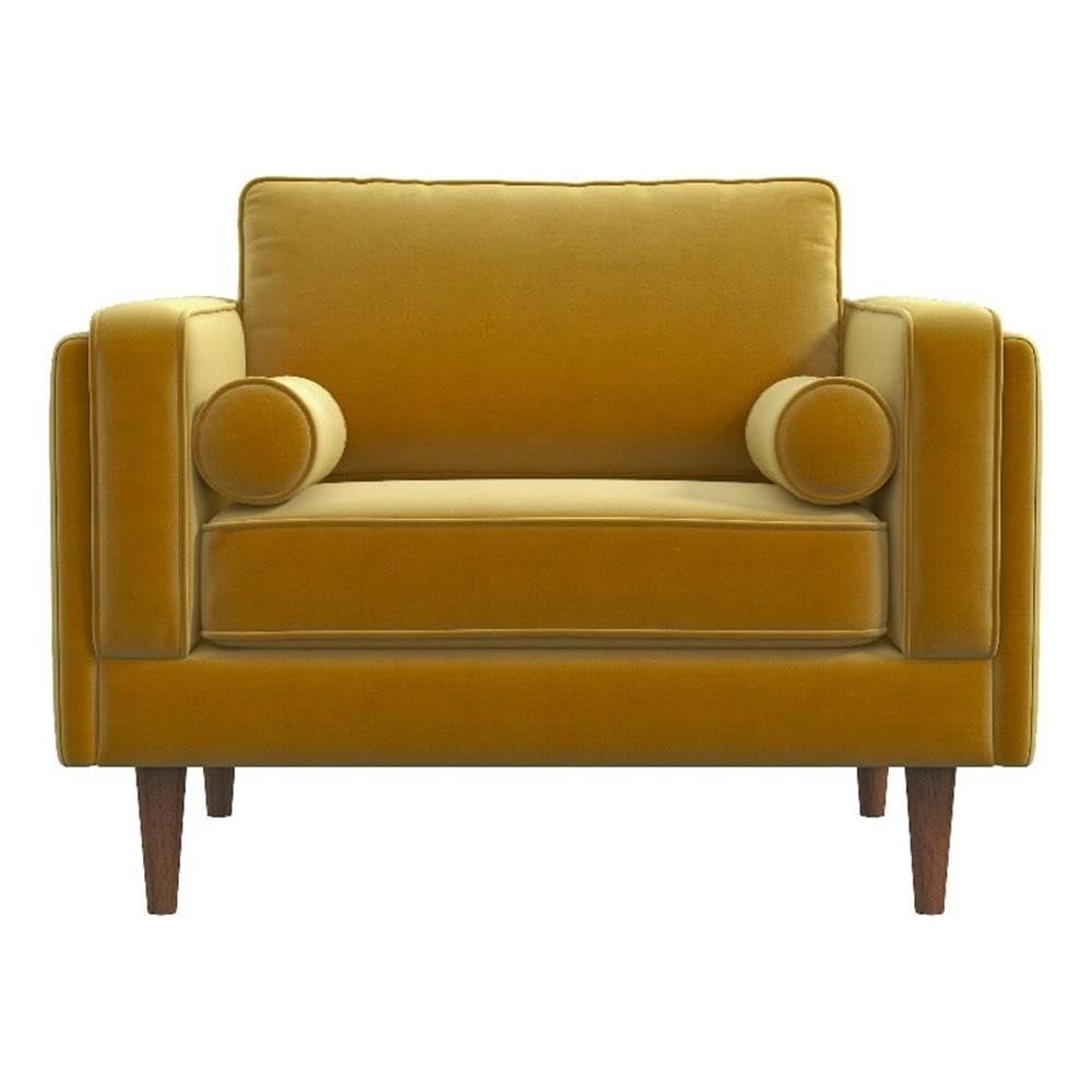 ASHCROFT Hudson Mid Century Modern Luxury Accent Comfy Wide Armchair in Gold