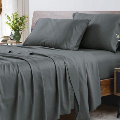 1000 Thread Count Bed Sheets 100% Egyptian Cotton Sheets Set - Twin XL Size 39" X 80", Fits Mattress Upto 16-18 Inch Deep Pocket, Dark Grey Solid