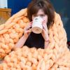 Daoyuan Chunky Knitted Blanket Woven Coarse Blanket Handmade Pet Bed Chair Cushion Soft Huge Bedspread Yoga Mat Super Thick Home Giant Chenille Yarn Baby Blanket Gift view 2