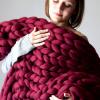Chunky Knit Blanket Purple, Knitted Blankets Chunky for Decoration Made from Acrylic Wool Soft Throw Blankets Perfect Home Decore for The Bed, Couch, and Living Room -31x31inch view 2