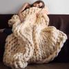 Chunky Knit Blanket Purple, Knitted Blankets Chunky for Decoration Made from Acrylic Wool Soft Throw Blankets Perfect Home Decore for The Bed, Couch, and Living Room -31x31inch view 3