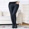 Andongnywell Women's Add Down and Thicken high Waist Elastic Thin Warm Big Mom Down Cotton Pants Trousers (Black,Small) view 3