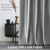 HOMEIDEAS 2 Panels Silver Grey Faux Silk Blackout Luxury Curtains, 52 X 96 Inch Room Darkening Satin Thermal Insulated Window Drapes for Bedroom Decor, Indoor view 4