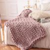 Chunky Knit Blanket Peel Powder, Knitted Blankets Chunky for Decoration Made from Acrylic Wool Soft Throw Blankets Perfect Home Decore for The Bed, Couch, and Living Room -59x79inch view 1